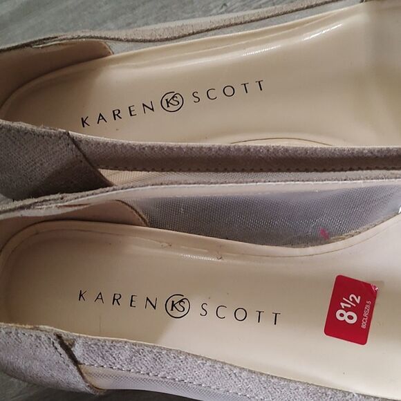 Karen Scott Caroline mesh side tan summer night out wedge Sz 8.5 - Picture 6 of 8